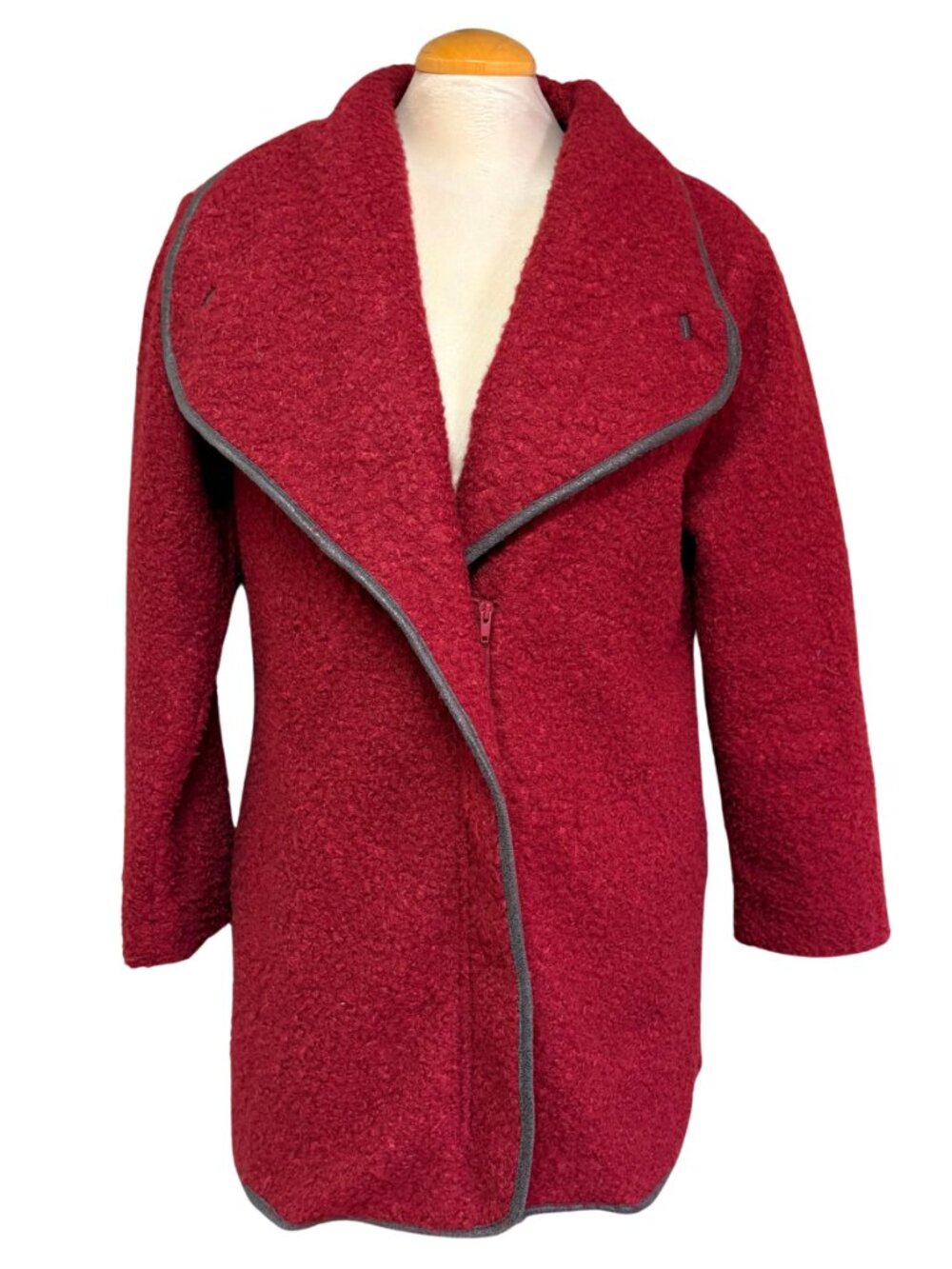 Simply Noelle Deep Red Teddy Jacket with Contrast Trim